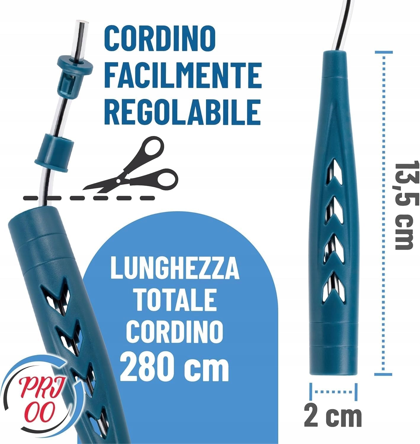 Jump rope without tangling, with non-slip handles, adjustable, 2,8m Packaging status original