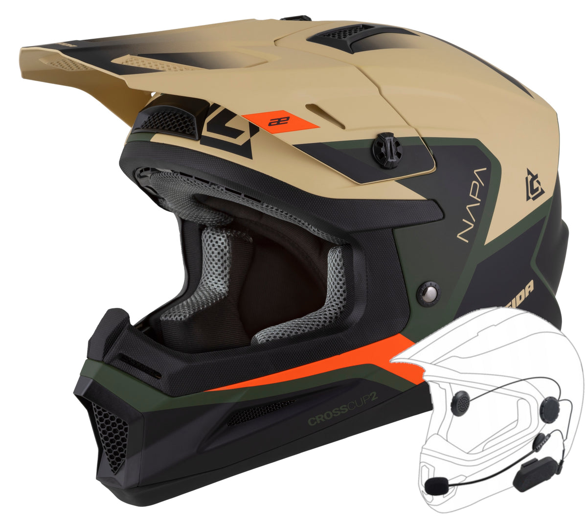 Junior Motorcycle Helmet CASSIDA Cross Quad CUP2 Under intercom + GOGGLES M 50cm EAN (GTIN) 5905137236849