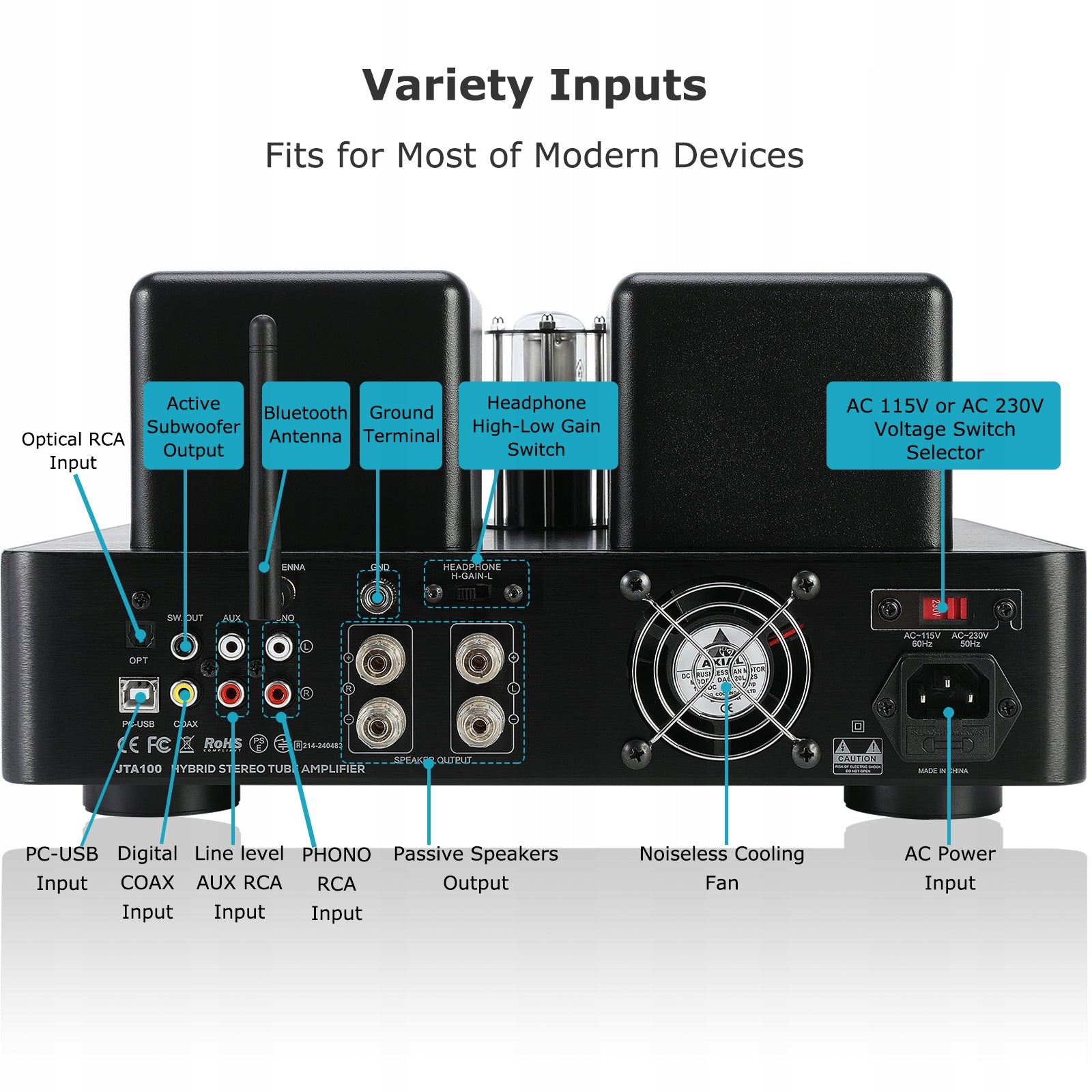 Juson Audio JTA100-N Upgrade 200W Class AB Hybrid Tube Amp for Home Audio Manufacturer code 713440926518