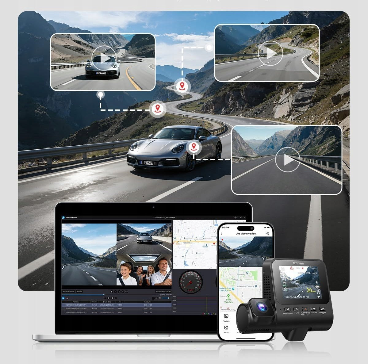 Jzones Video Recorder Car Camera 4K+2x1080p Starvis 2 HDR WiFi Brand no brand