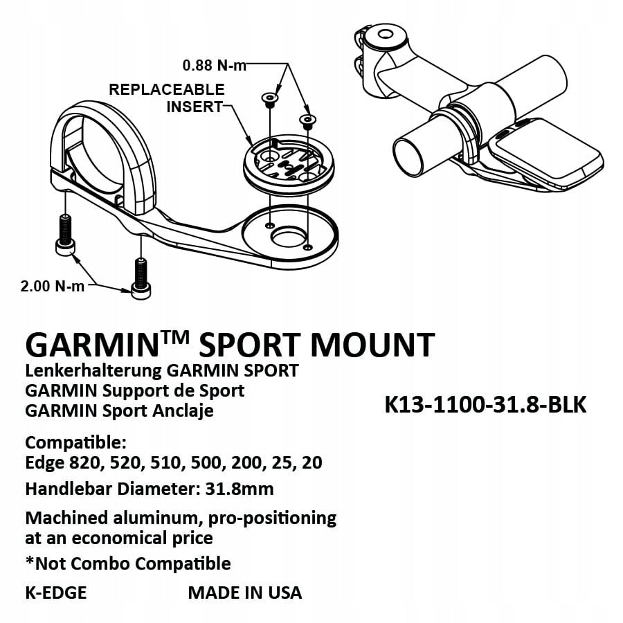 K-EDGE Garmin Sport Mount Black Packaging status original