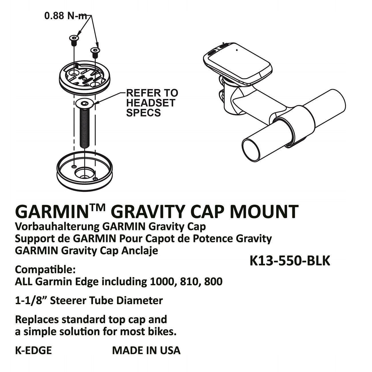 K-EDGE Gravity Garmin Cap Black Model Garmin Gravity