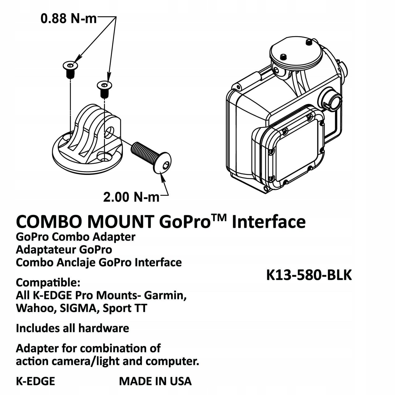 K-Edge Combo Mount Adapter for GoPro Manufacturer code 857710005258
