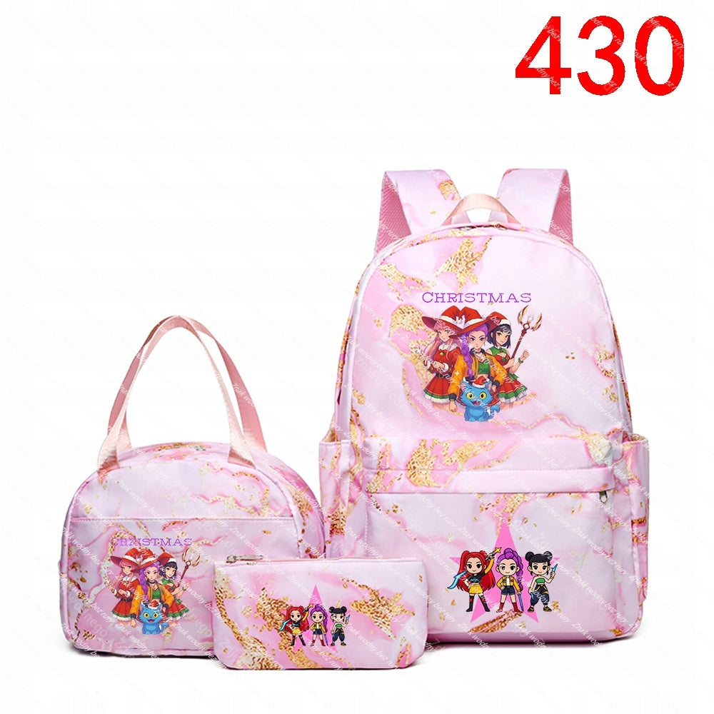 K-POP School backpack, purse and wallet set with bar characters, Packaging status original
