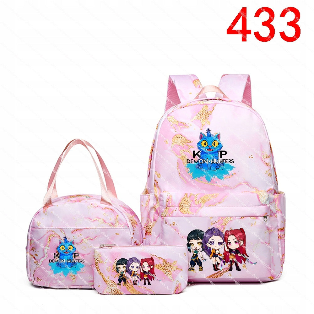 K-POP School backpack, purse and wallet set with bar characters,
