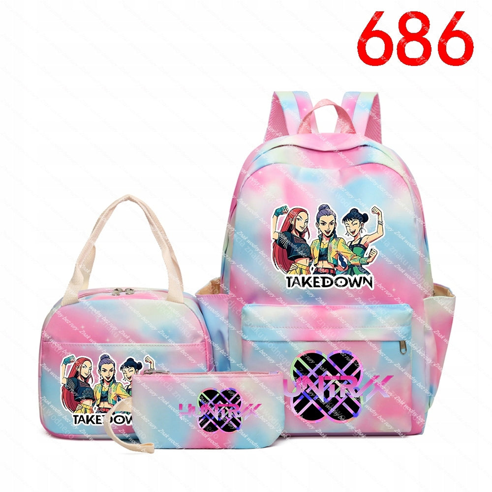 K-POP School backpack set (backpack, purse, wallet) with fairytale theme Packaging status original