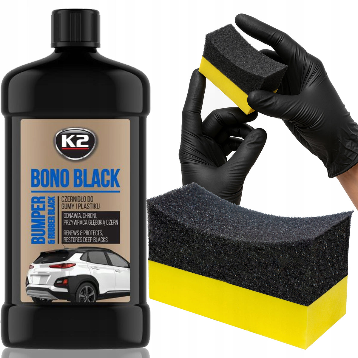 K2 BONO BLACK 500ml - TIRE BLACK FOR TIRES RUBBER PLASTIC SEALS + APPLICATOR
