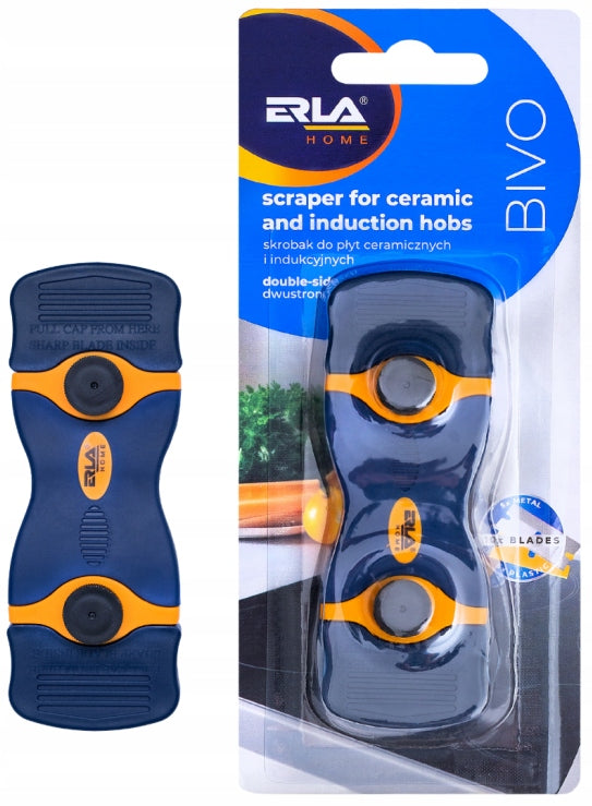 K2 ERLA HOME BIVO RH710 DOUBLE-SIDED SCRAPER FOR CERAMIC AND INDUCTION PLATES.