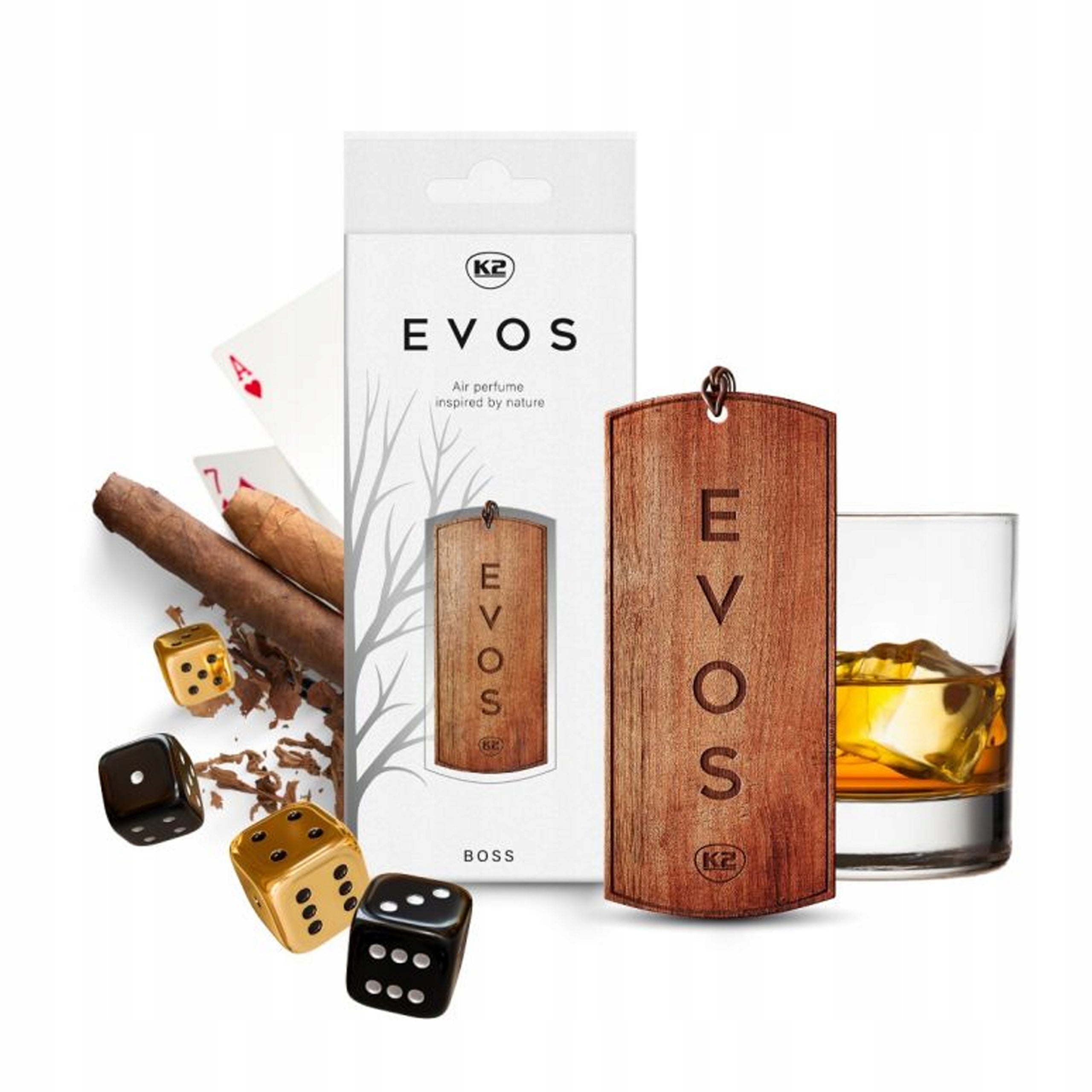 K2 EVOS Boss V034 Scented Pendant for Car Cars Wooden Manufacturer's catalog number V034