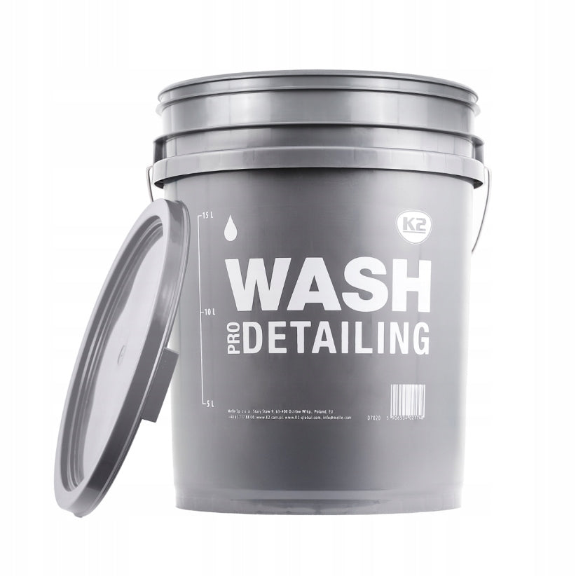 K2 Grey detailing bucket "WASH" 20L - professional for car washing