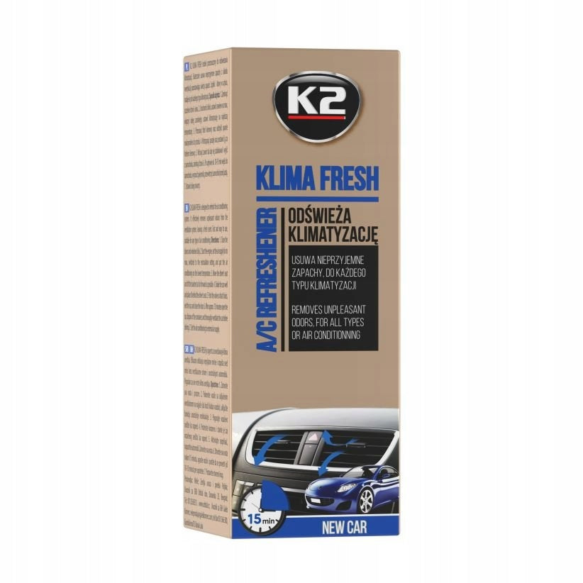 K2 KLIMA FRESH 150ML. K222NC NEW CAR AIR CONDITIONING FRESHENER Packaging status original