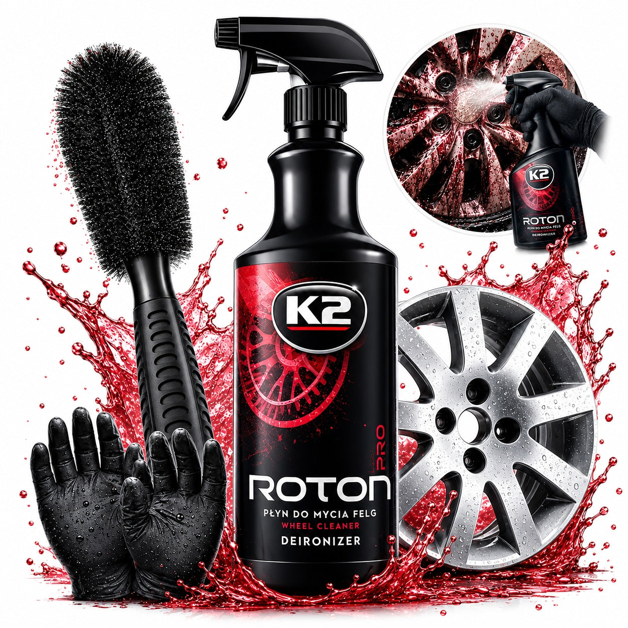 K2 ROTON PRO 1L BLOODY RIM DEIRONIZER LIQUID +CLEANING BRUSH Manufacturer's catalog number Avren_Roton1L_Szczotka_Rek