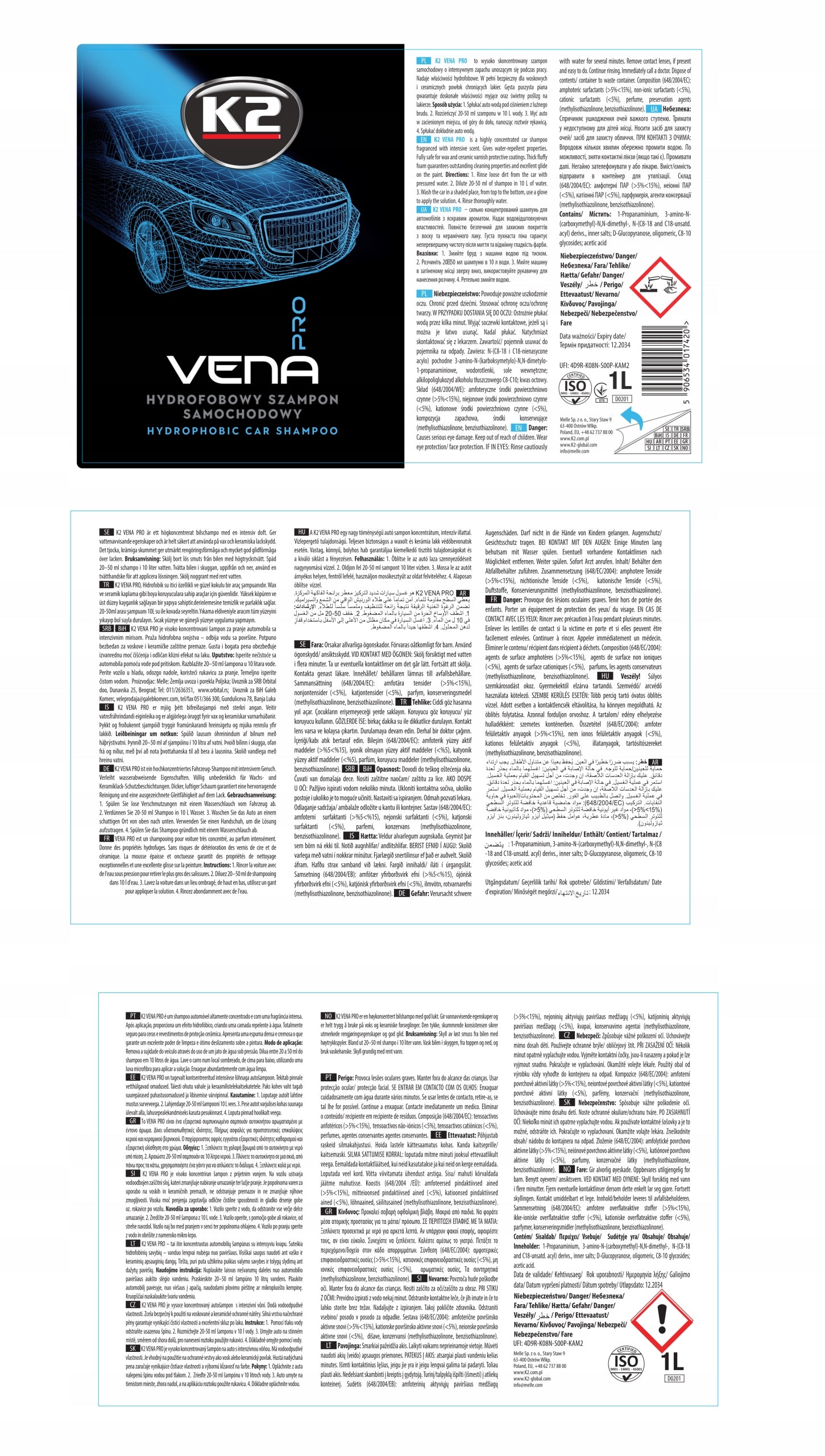 K2 Vena shampoo concentrate with dehumidifier 1L EAN (GTIN) 5906534017420