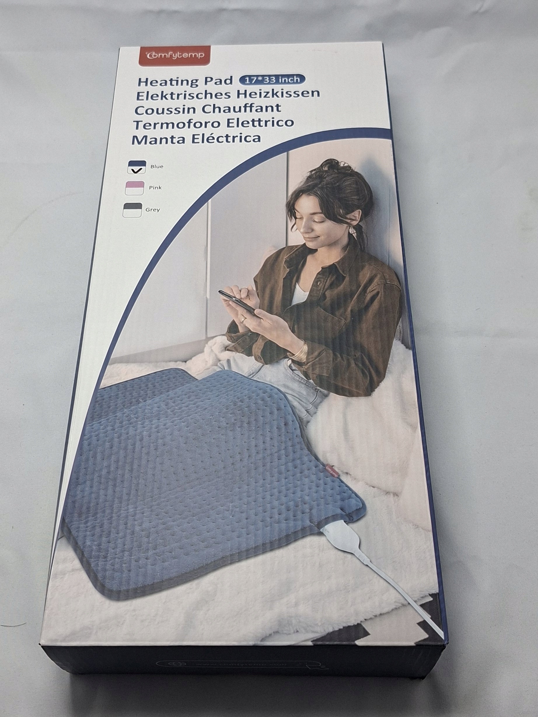 K9032-Comforttemp heating pad in blue 3 modes Medical device no