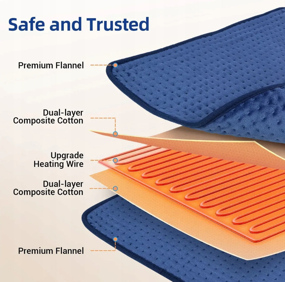 K9032-Comforttemp heating pad in blue 3 modes