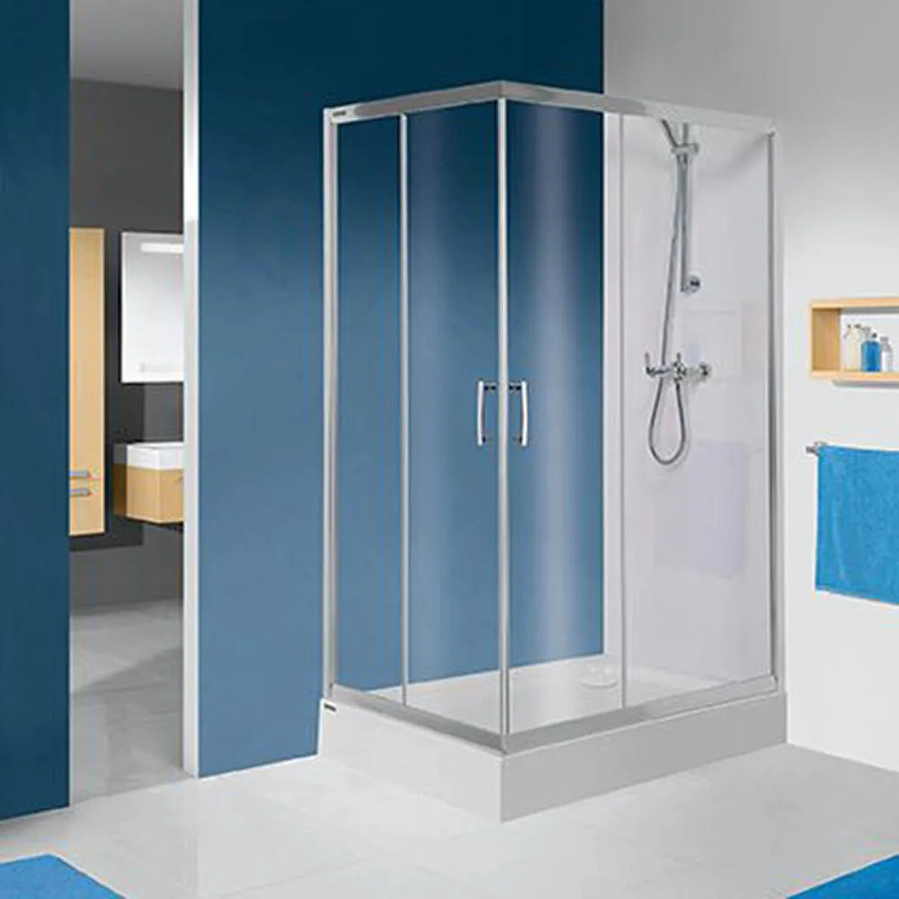 Eckduschkabine Sanplast TX KN/TX5b 80x100s, Profil silber glänzend, transparentes Glas W0
