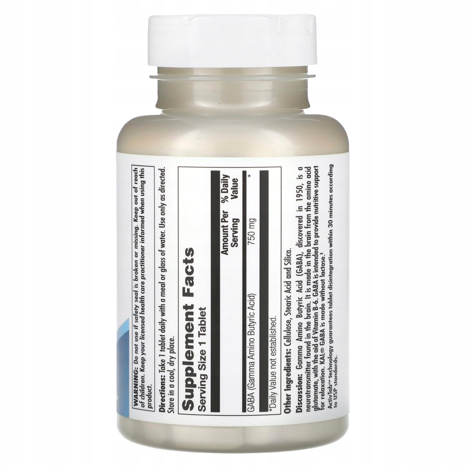 KAL, GABA, 750 mg, 90 Tablets Expiration date at least 3 months from the date of purchase