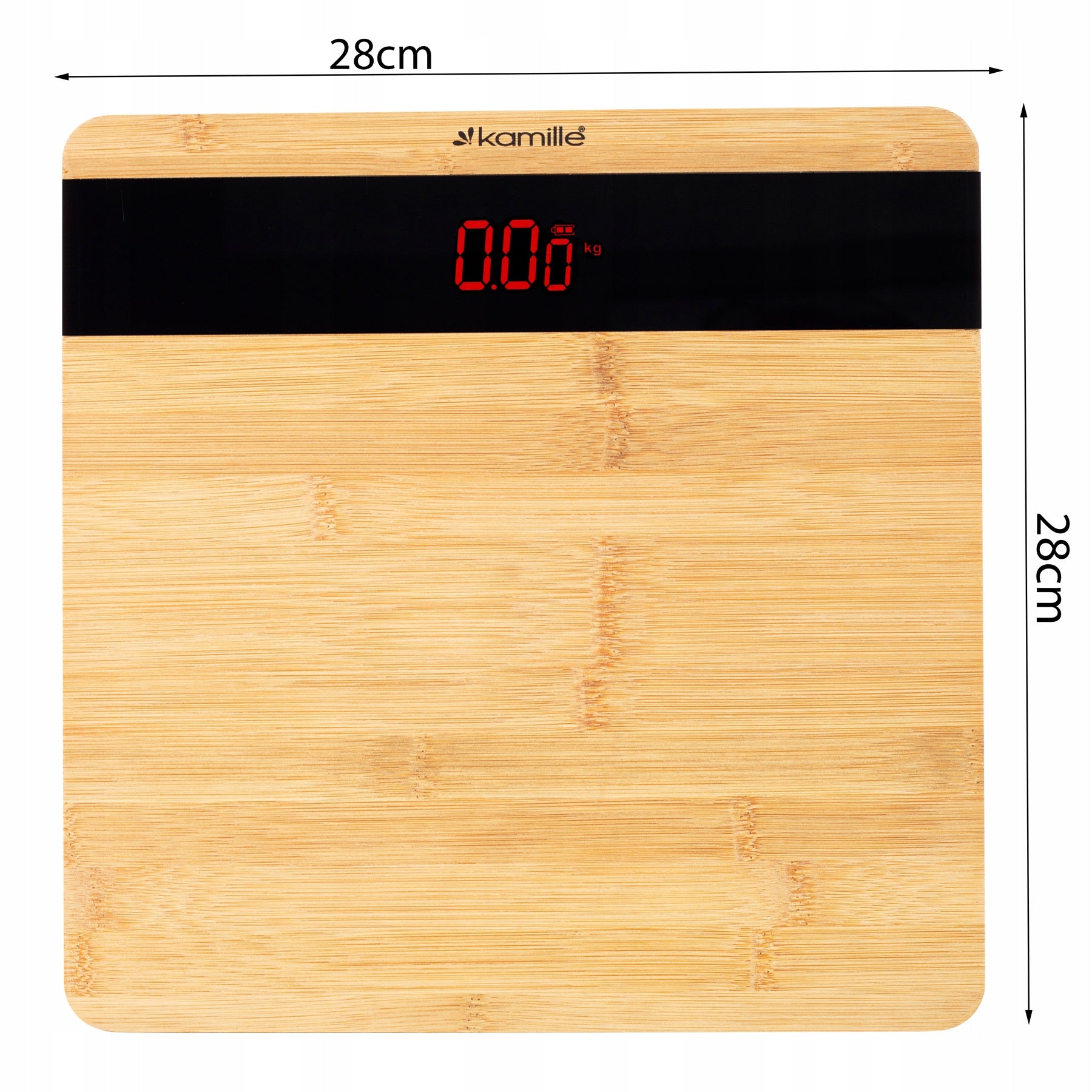 KAMILLE ELECTRONIC BAMBOO BATHROOM SCALE Batteries included yes