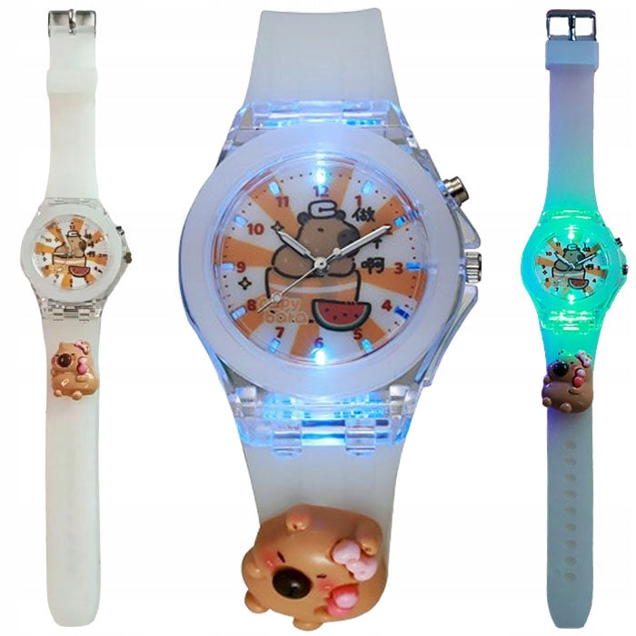 KAPIBARA Youth Hand Watch for Kids GLOWING with LED Capybara