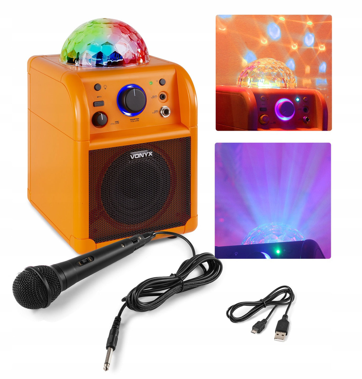 KARAOKE LED USB BT Speaker Battery + MICROPHONE Brand Vonyx