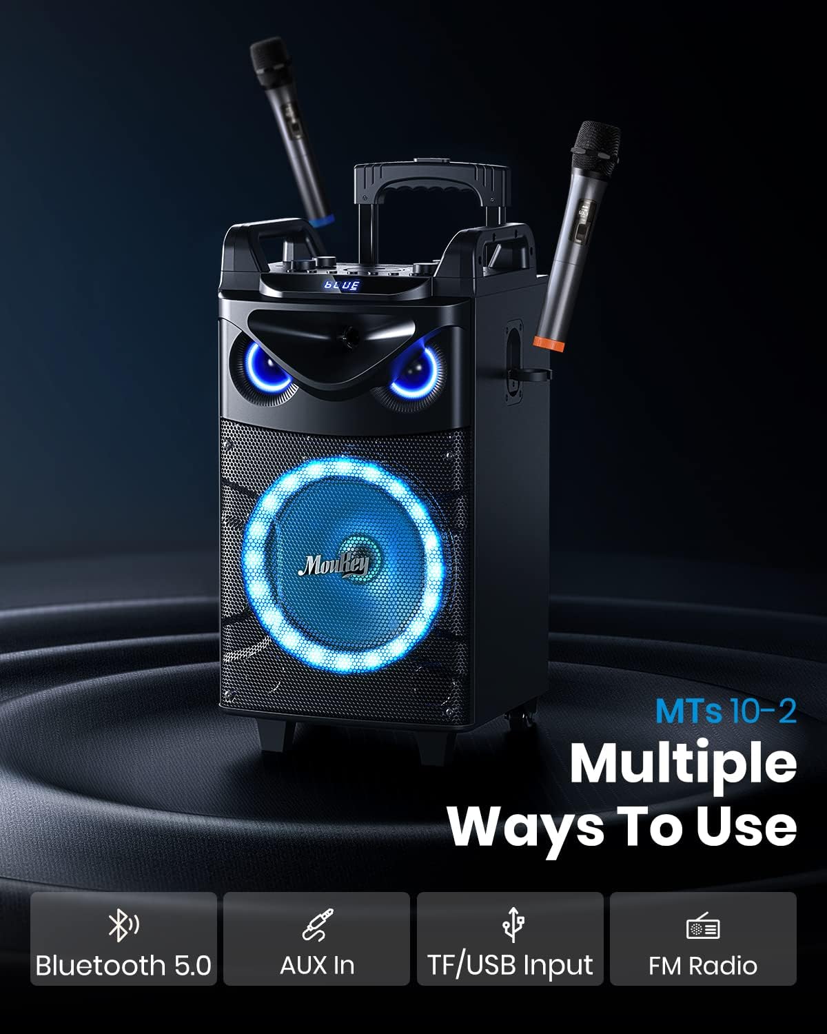 KARAOKE SET ADVANCED EQUIPMENT HIGH QUALITY TWO MICROPHONES AND SPEAKER Packaging status original