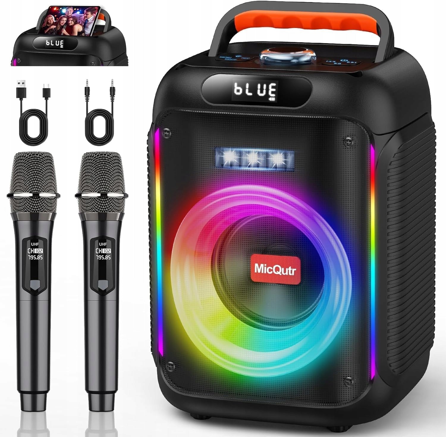 KARAOKE SET POWERFUL SPEAKER TWO MICROPHONES SET FOR HOME