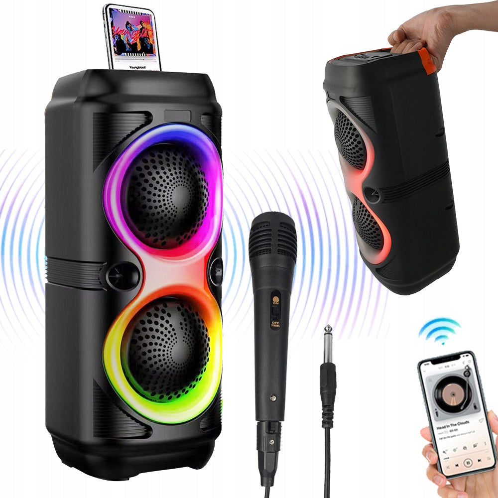 KARAOKE SPEAKER 2 MICROPHONES USB MINI BLUETOOTH PORTABLE WIRELESS