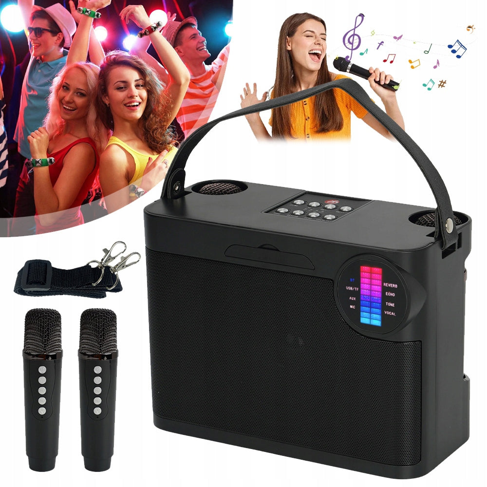 KARAOKE SPEAKER BLUETOOTH 5.3 WITH DUAL MICROPHONE FOR FAMILY EVENTS