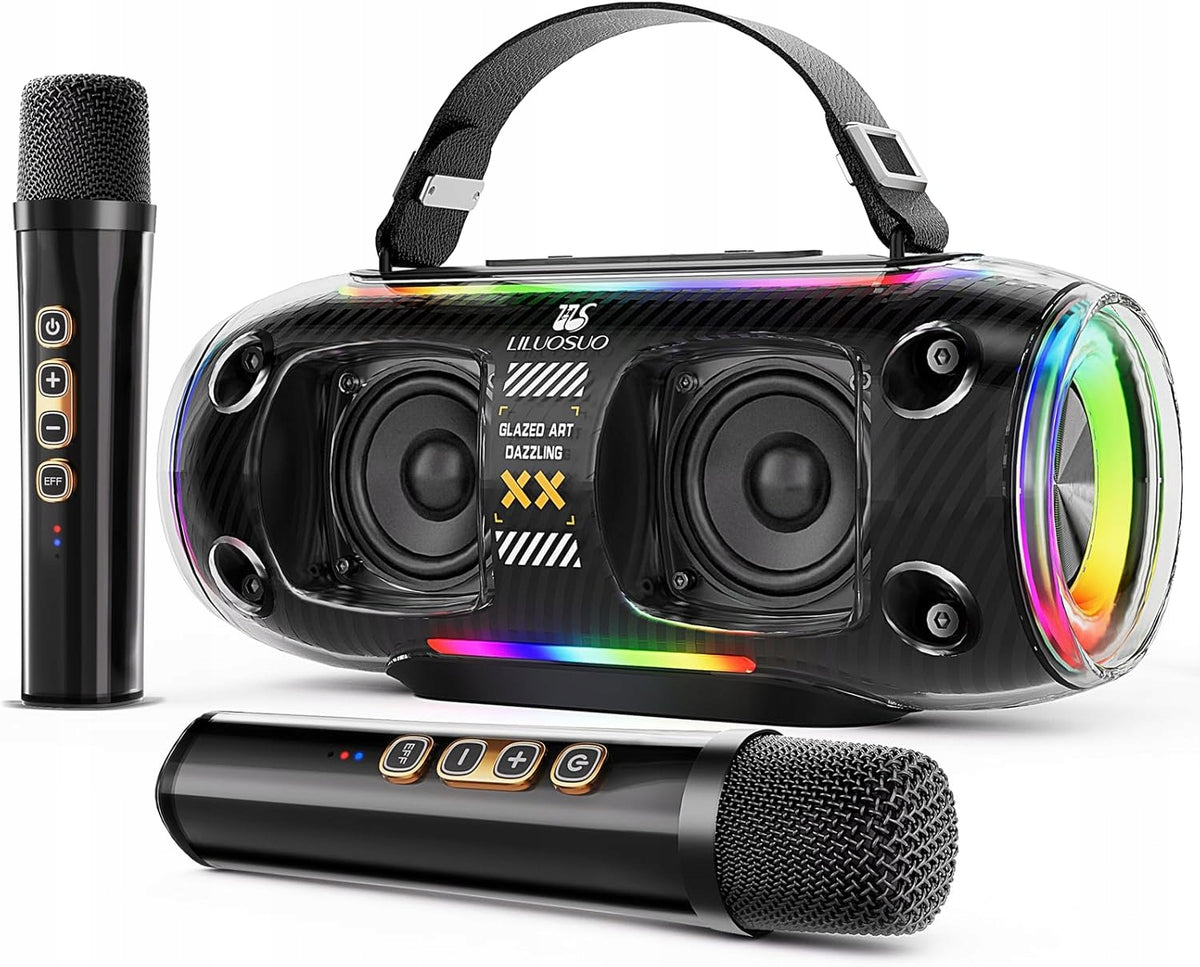 KARAOKE SPEAKER WIRELESS BLUETOOTH SYSTEM LILUOSUO USB +2 MICROPHONES