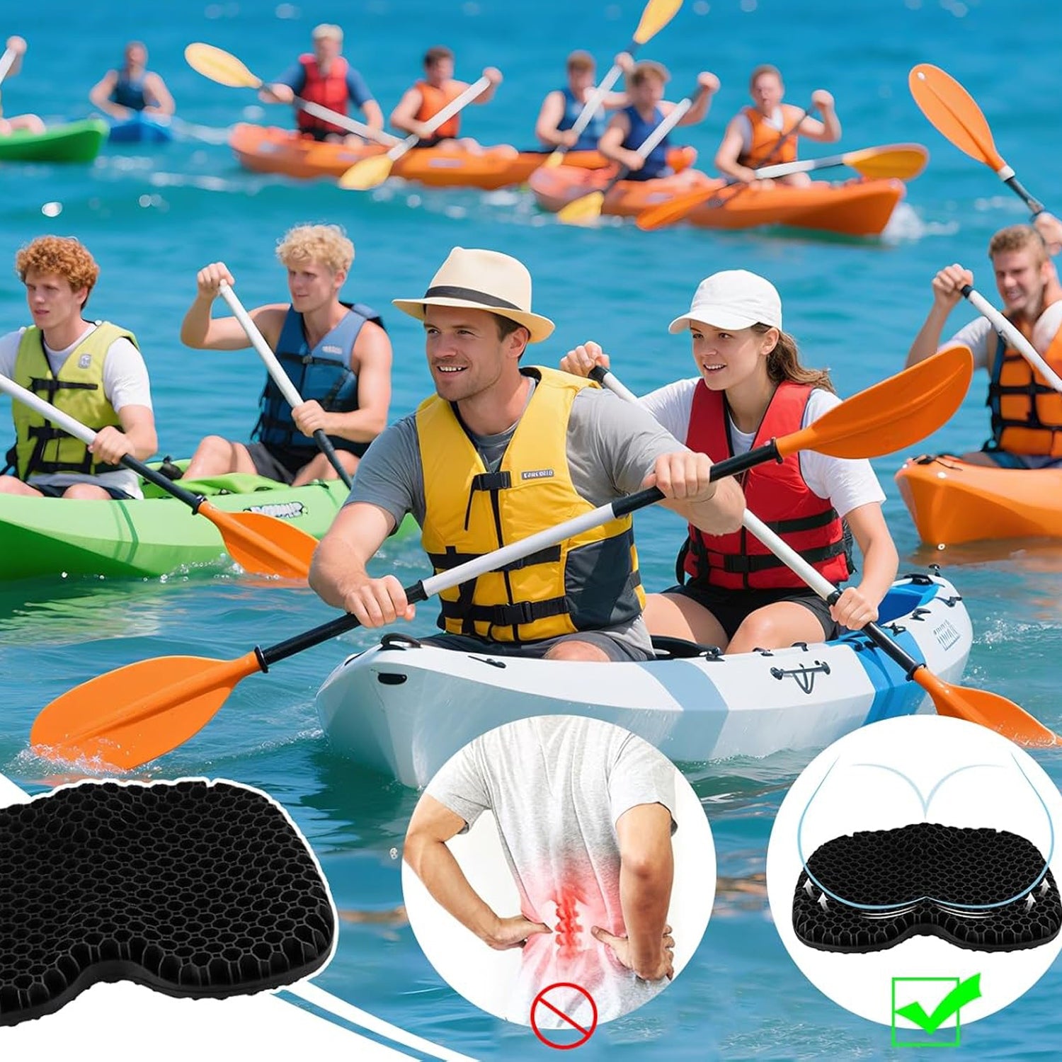 KAYAK SEAT, BOAT SEAT, NON-SLIP GEL SEAT CUSHION Material other
