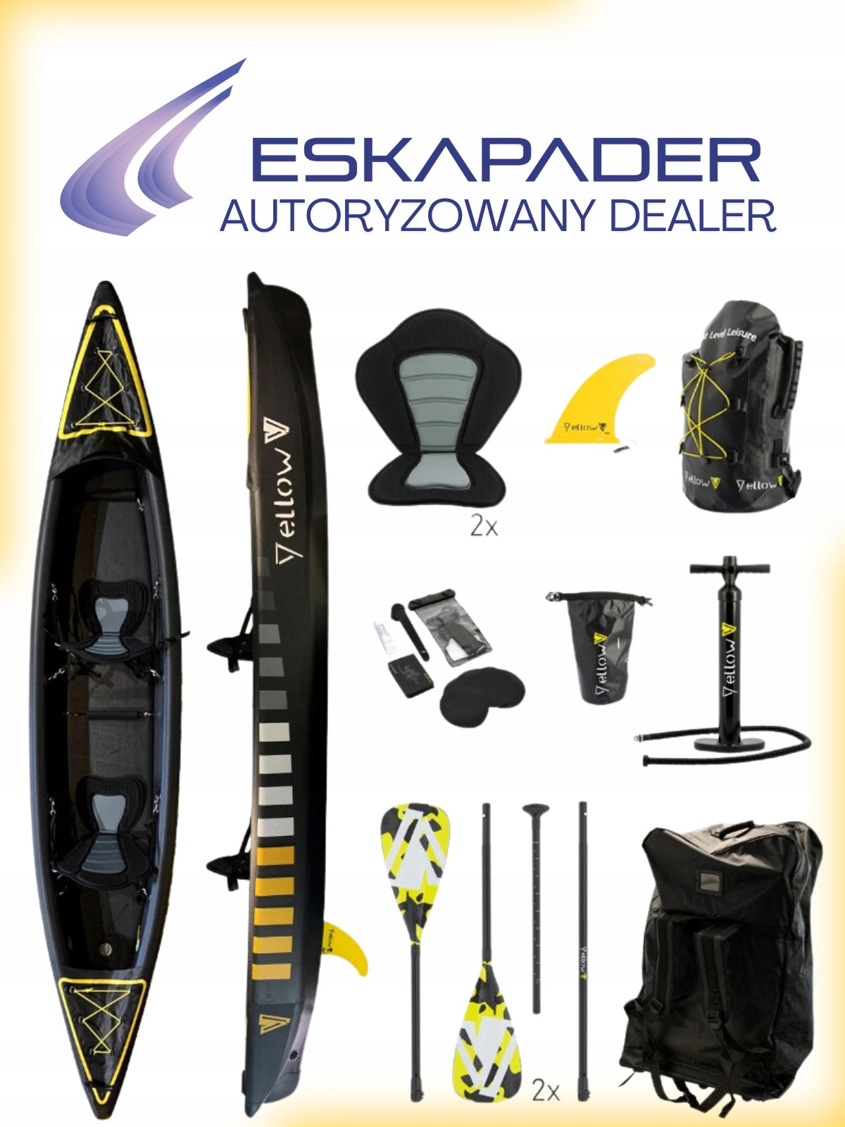 KAYAK – pneumatic BRAZOS 2 YellowV – 2 seater (black)