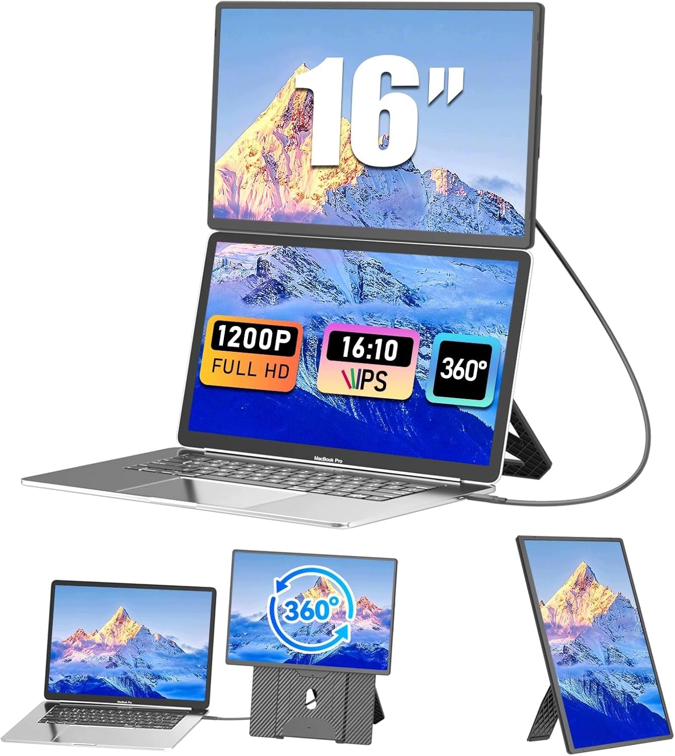 KEFEYA N2 Monitor przenośny 16'' 1200P IPS USB-C HDMI obrotowy