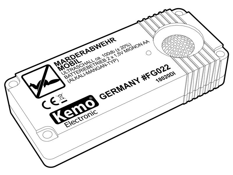 KEMO FG022 Battery Rodent Repellent KUN 2x1,5V AA Battery Ultrasound Kind repellent