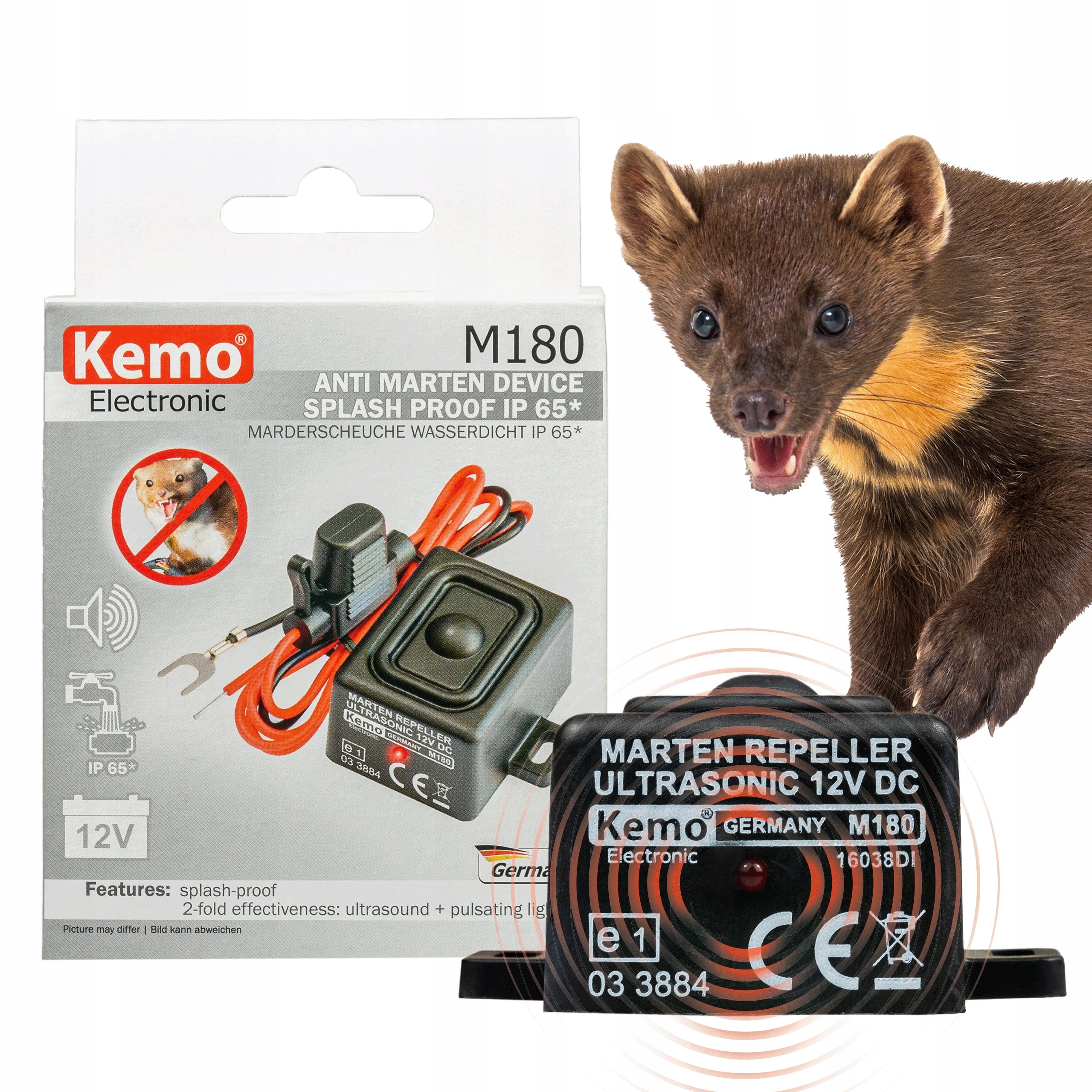 KEMO M180 kun repellent 12V IP 65 ultrasound WATERPROOF German