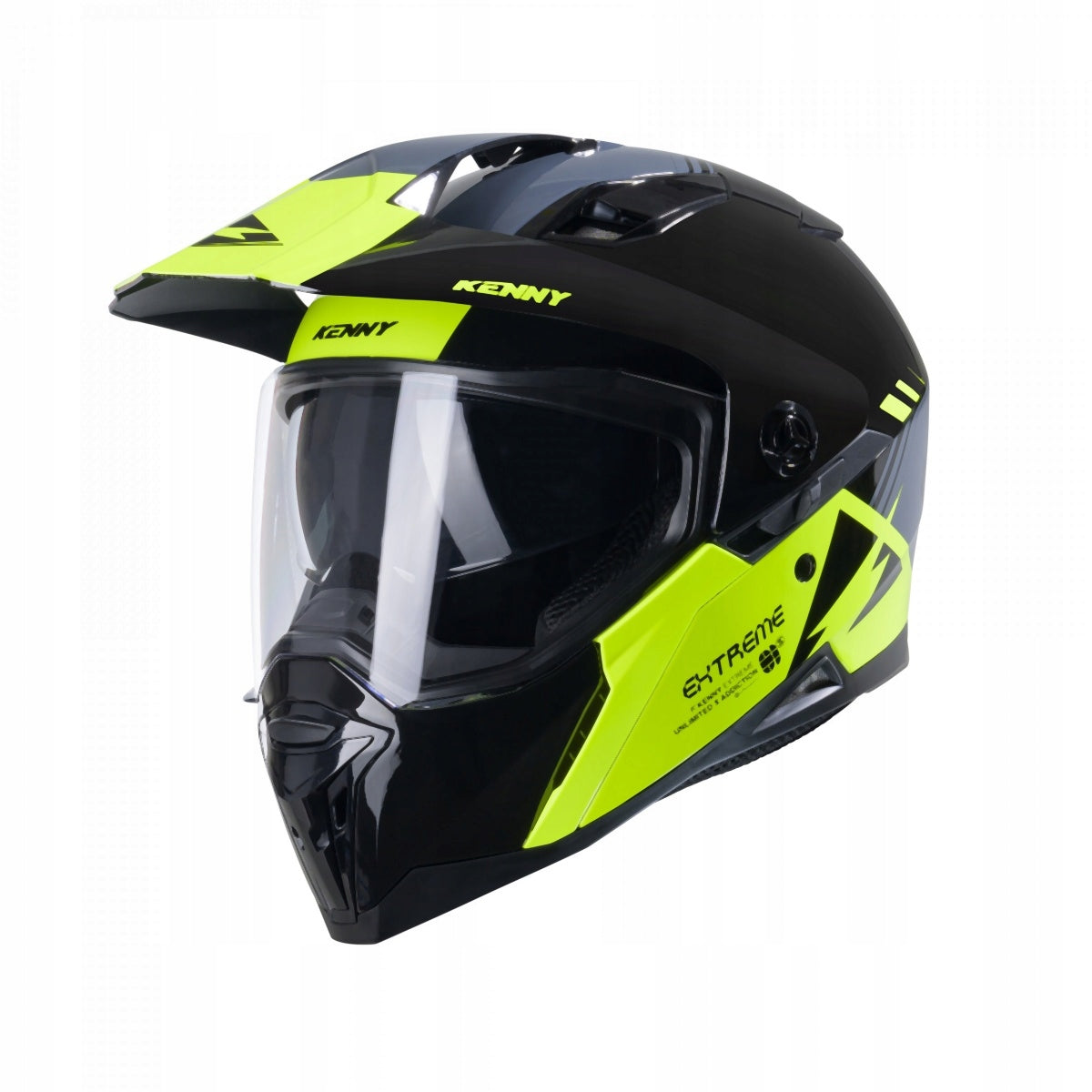 KENNY RACING MOTORCYCLE HELMET DUAL ADVENTURE EXTREME BLACK GREY YELLOW M Packaging status original