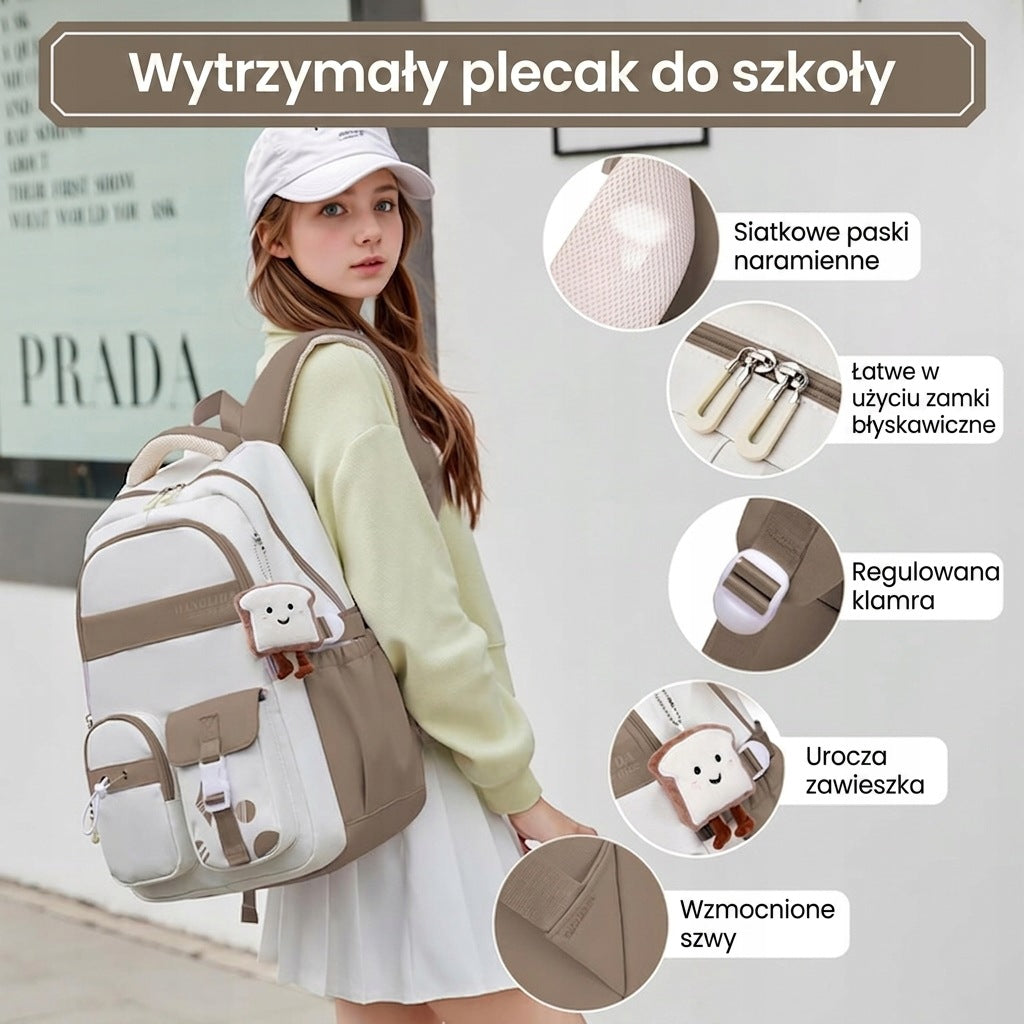 KESUDE School Backpack Girls Daily Waterproof Large Brown Manufacturer code L42N