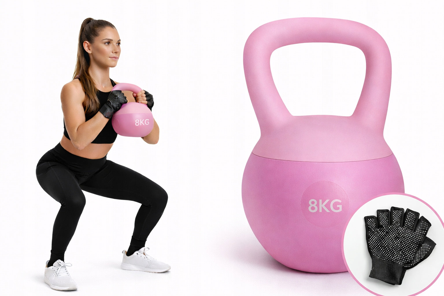 KETTLEBELL 8 kg soft ketle ball+ dumbbell gloves FITNESS training roses