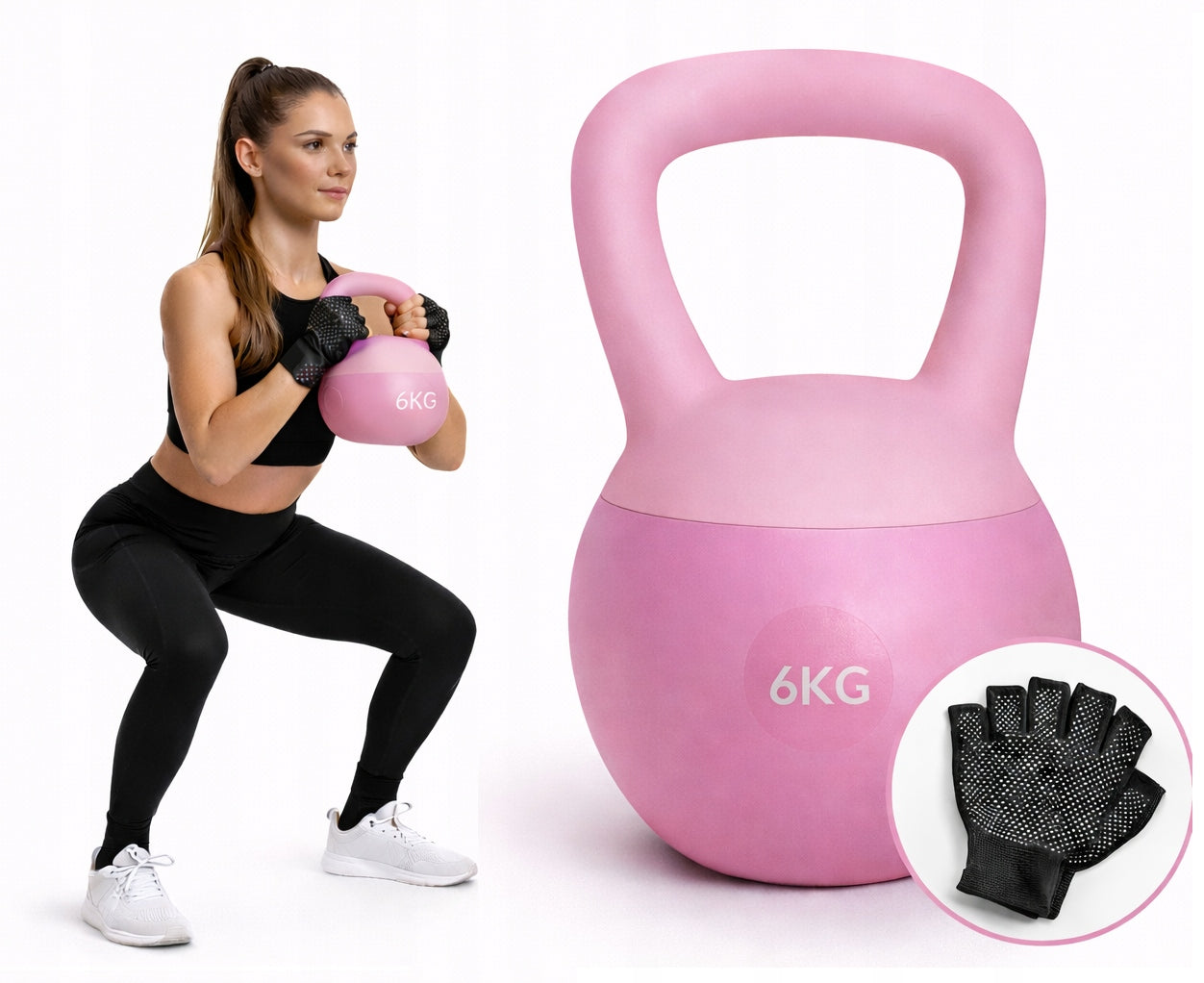 KETTLEBELL Training Ball Fitness Dumbbell Pink 6kg Rubberized Weight Packaging status original