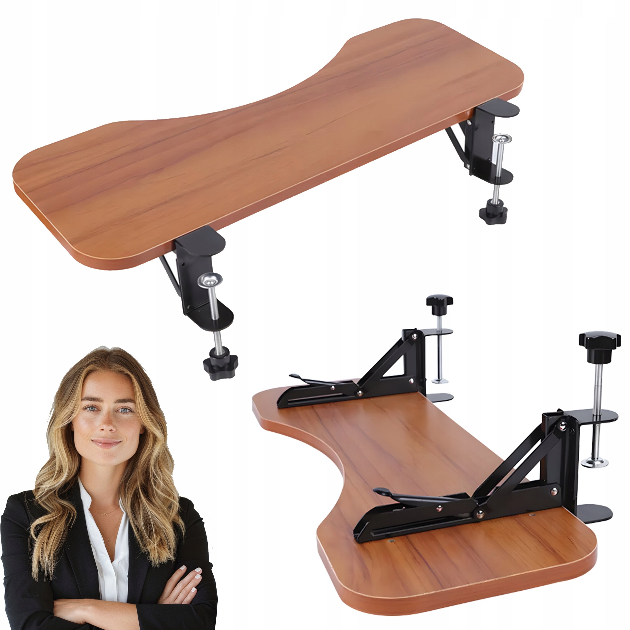 KEYBOARD STAND FOLDING FOR DESK UP TO 25 KG FOR CLAMP WOOD BROWN