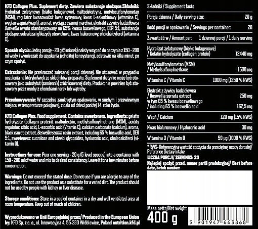 KFD PREMIUM COLLAGEN PLUS 400g KIWI-AGREST COLLAGEN FLAVOUR Brand KFD