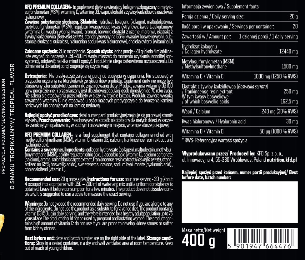 KFD PREMIUM COLLAGEN + TROPICAL BOSWELLIA MSM Expiration date at least 1 year from the date of purchase
