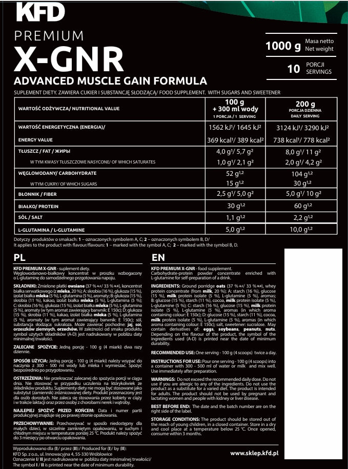 KFD PREMIUM X-GAINER 1000 G TASTE: BANANA STRAWBERRY Packaging status original