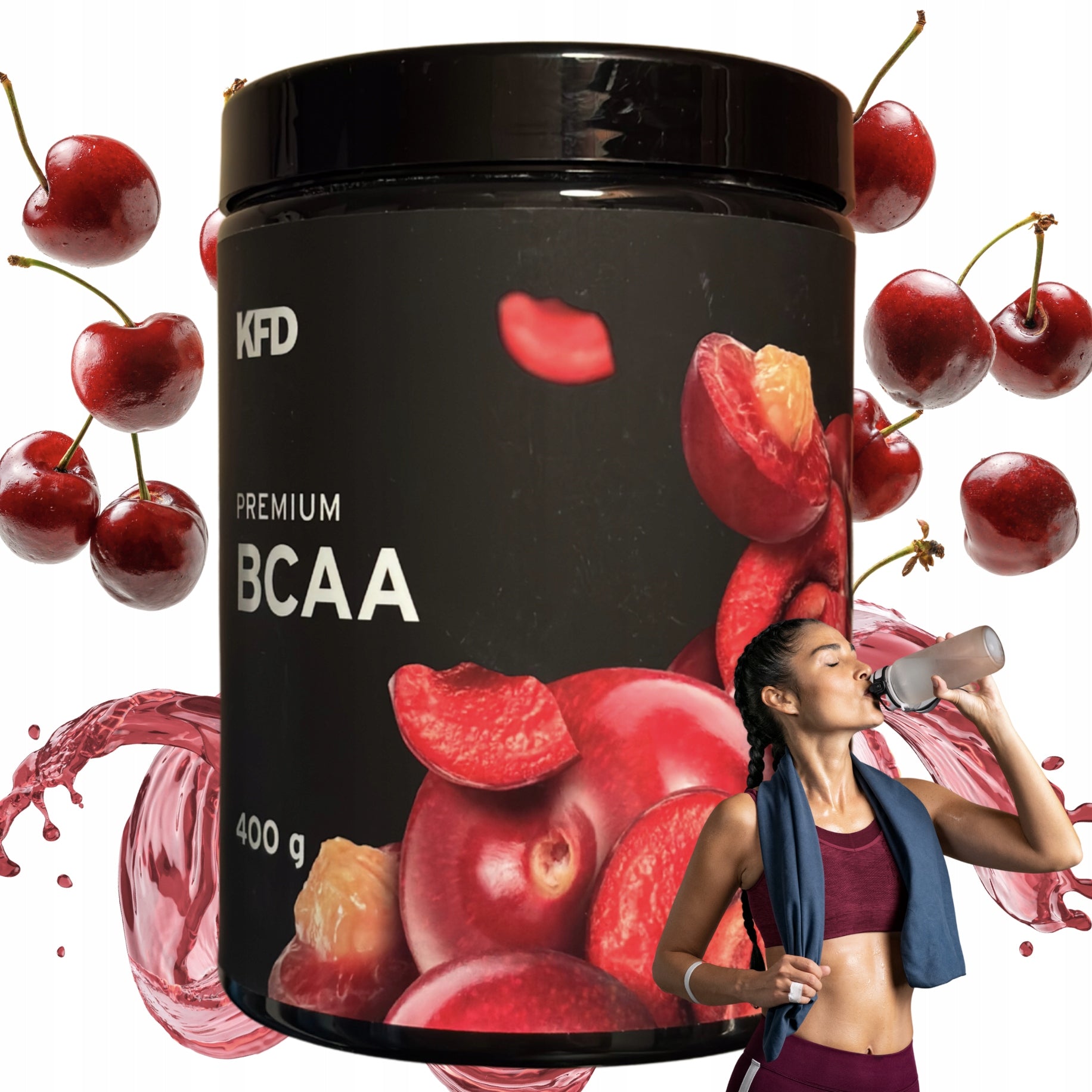 KFD Premium BCAA 2:1:1 400g cherry flavoured amino acids training 80 servings