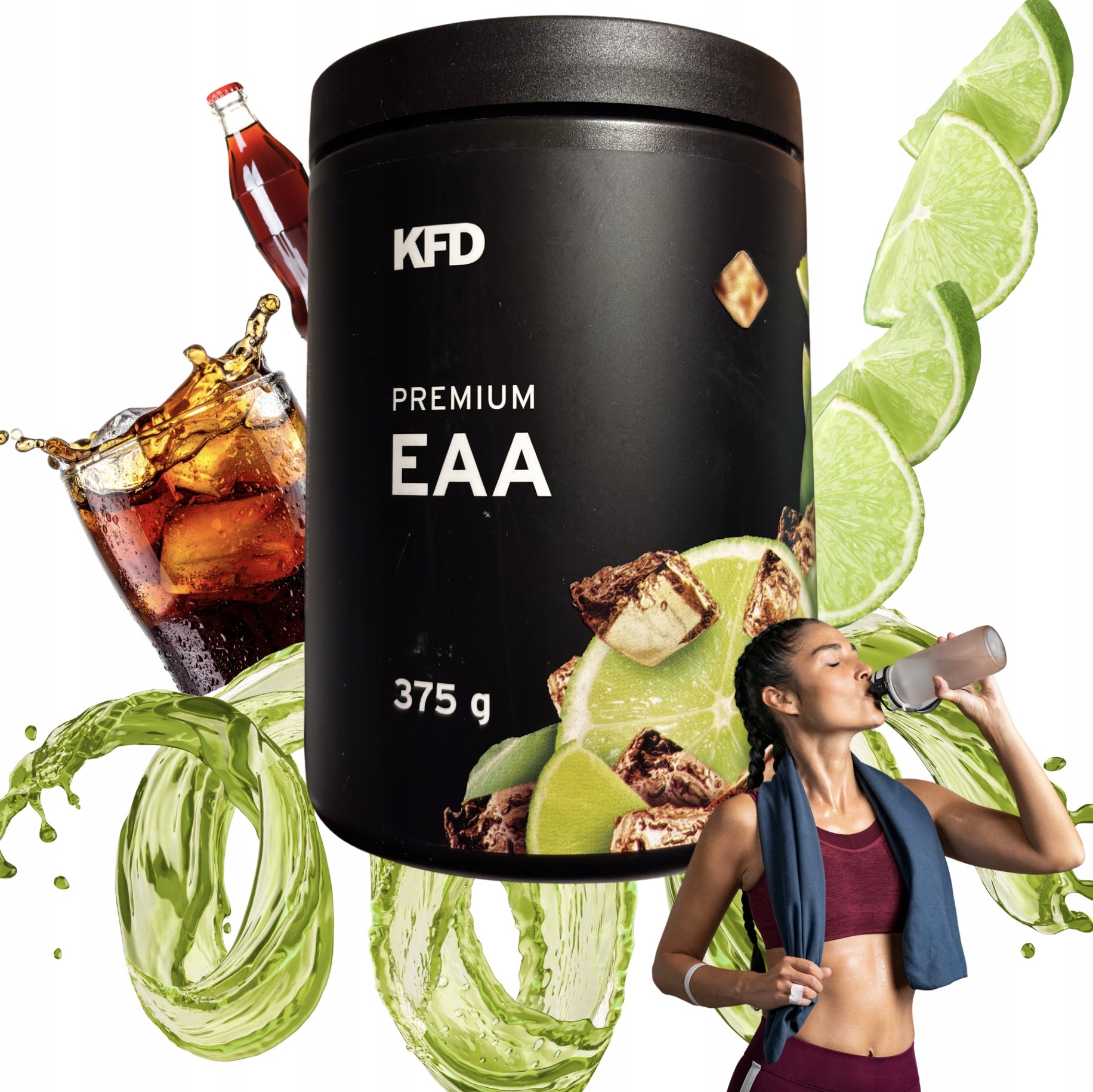 KFD Premium EAA 375g cola lime amino acids regeneration 37 servings