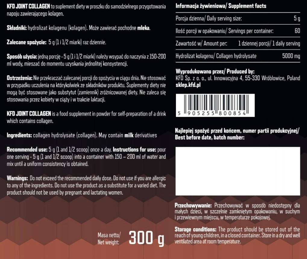 KFD Pure Joint Collagen ULTRA 300g Collagen Hydrolyzate Without Additives Packaging status original