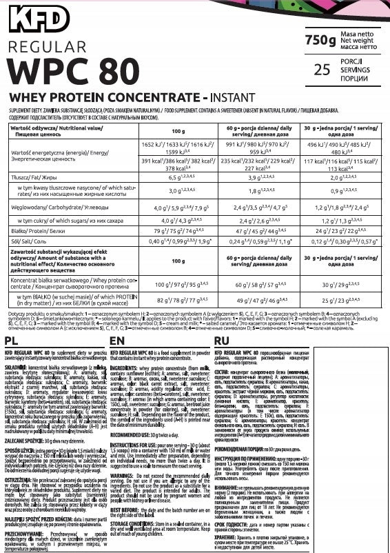 KFD REGULAR WPC 80 PROTEIN CONCENTRATE YOGURT AND BLUEBERRY FLAVOR CONDITIONER 750 G EAN (GTIN) 5901947669013