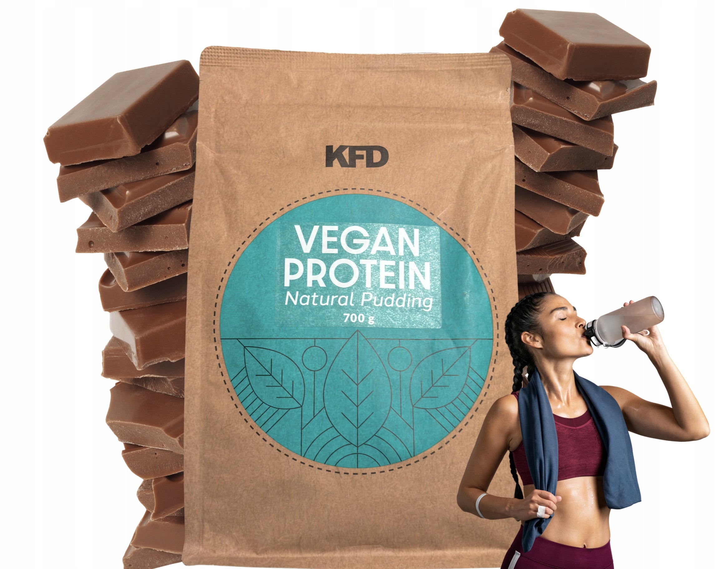 KFD Vegan Protein 700 g lactose-free chocolate vegetable protein 22 servings