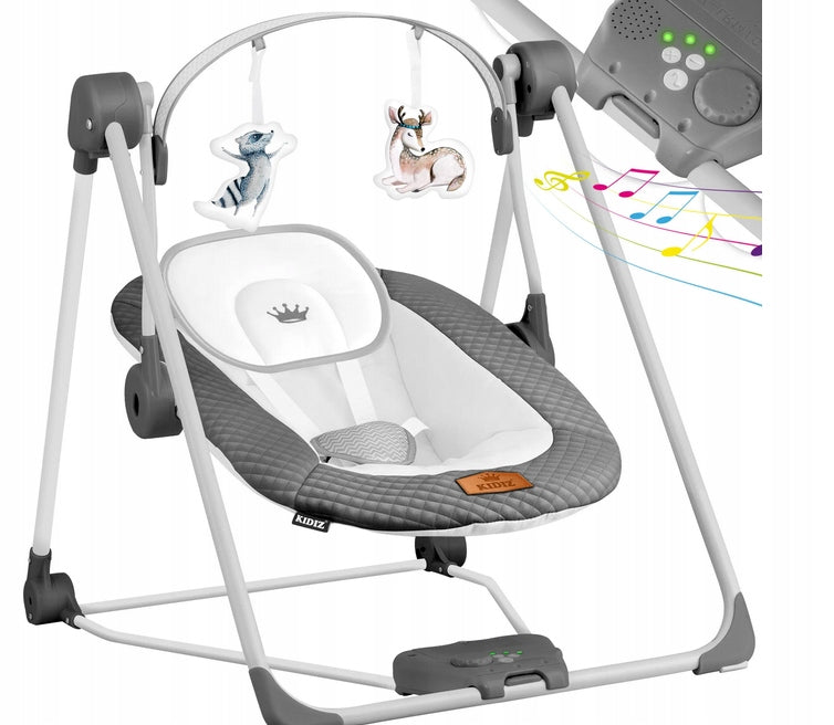 KIDIZ children's swing with automatic rocking and toy headband