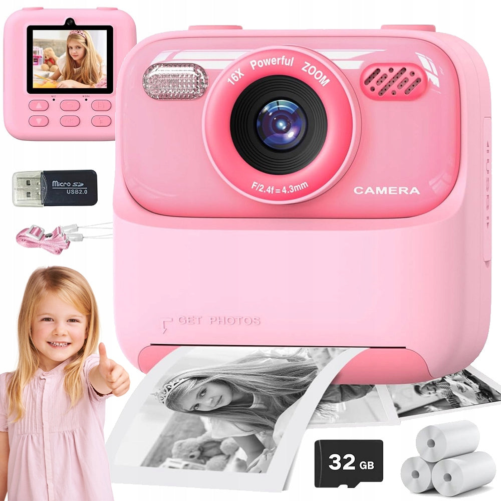 KIDS CAMERAS INSTANT DIGITAL 1080P VIDEO RECORDING PINK
