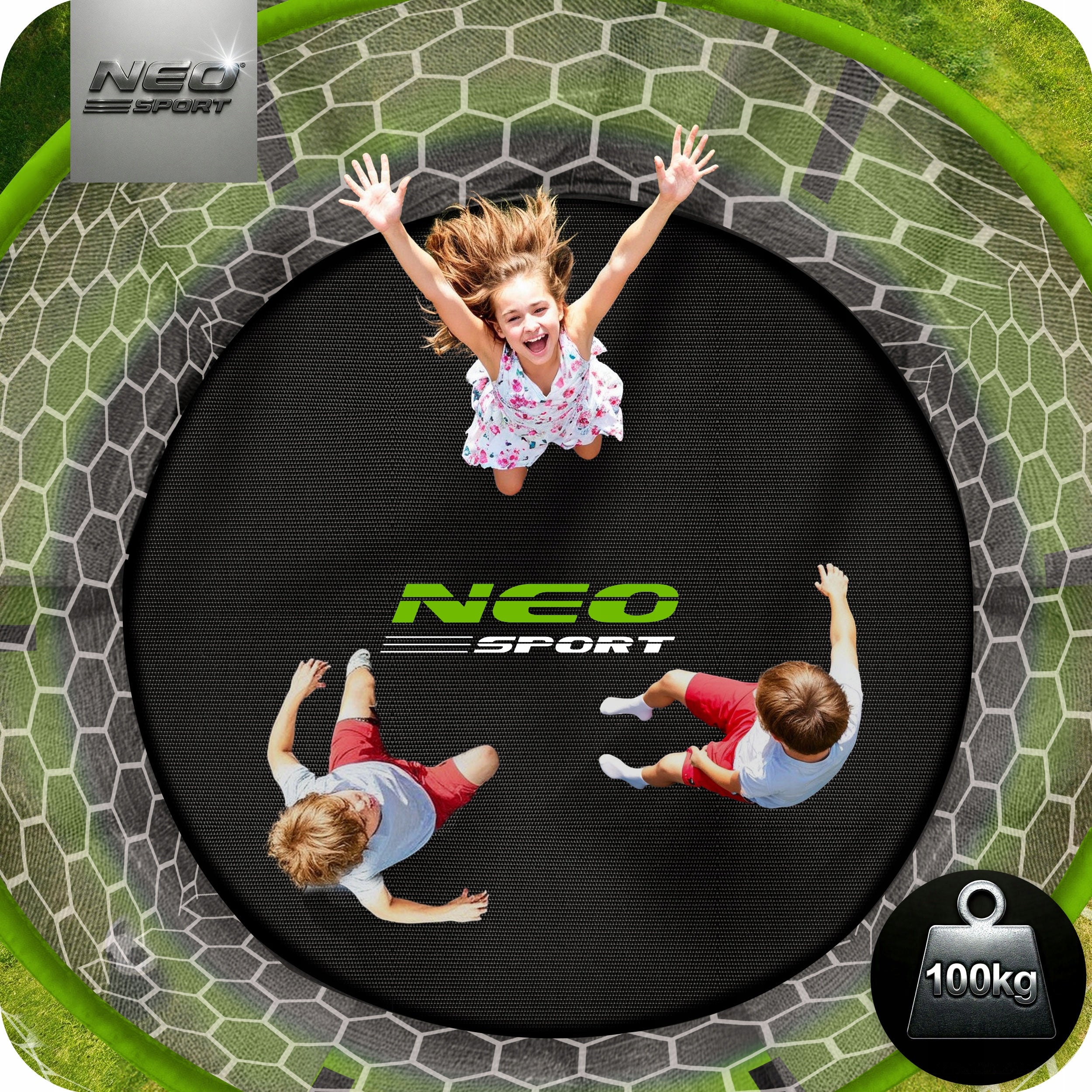 KIDS GARDEN TRAMPOLINE 252cm 8ft PREMIUM SAFE FOR HOME Net height 180 cm